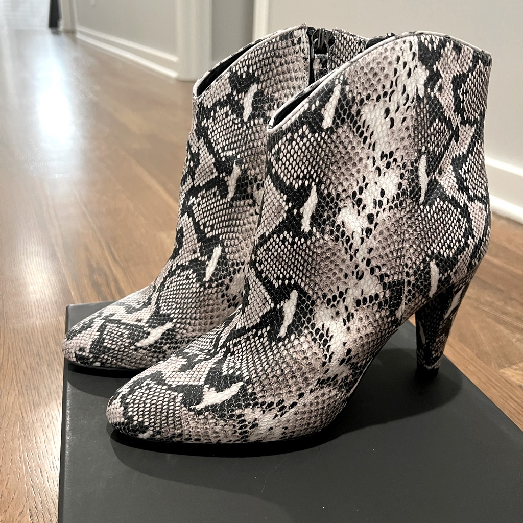 Halogen Python Printed Leather Booties Sz 8.5